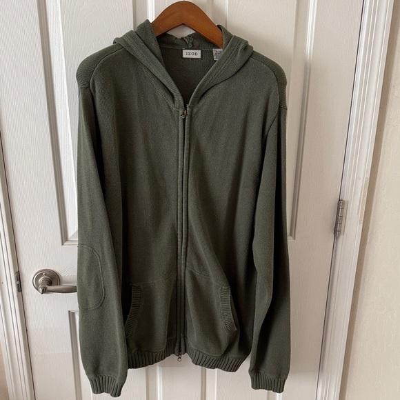 Izod Other - VTG Izod Men's Olive Zip-Up Hooded Sweater SZ XL